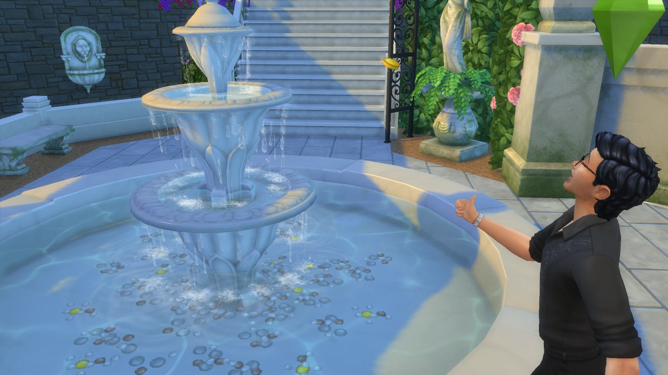 the sims 4 романтический сад кинуть монетку в фонтан