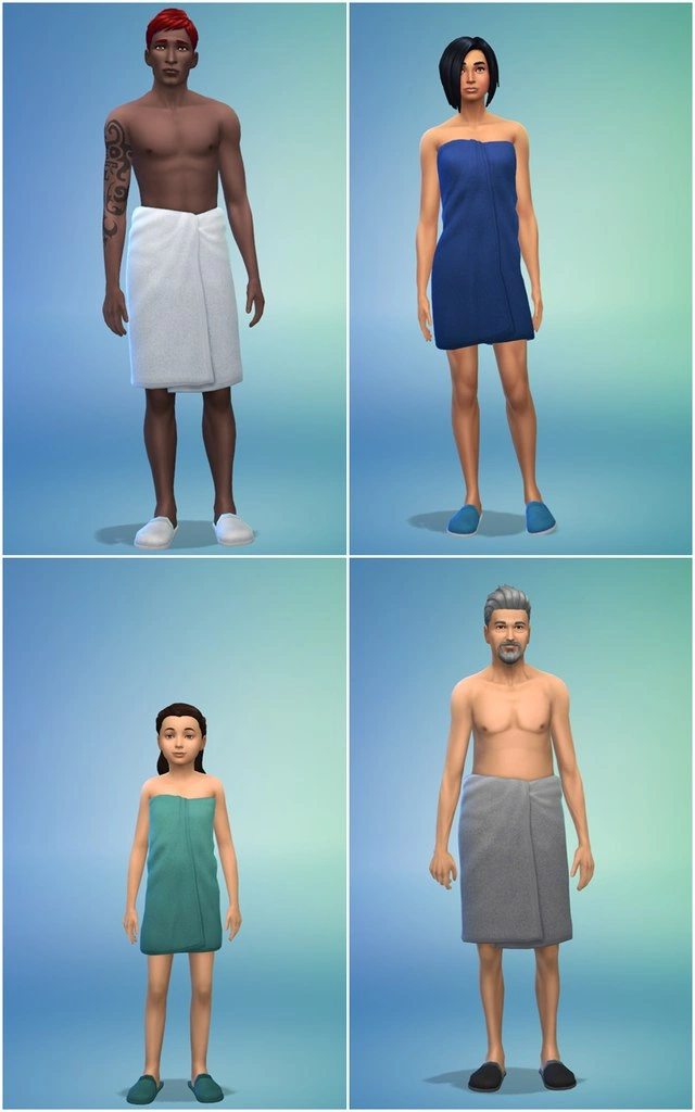 полотенца, завязанные на бёдрах sims 4