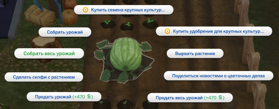 симс 4 загородная жизнь действия с крупными культурами сбор урожая